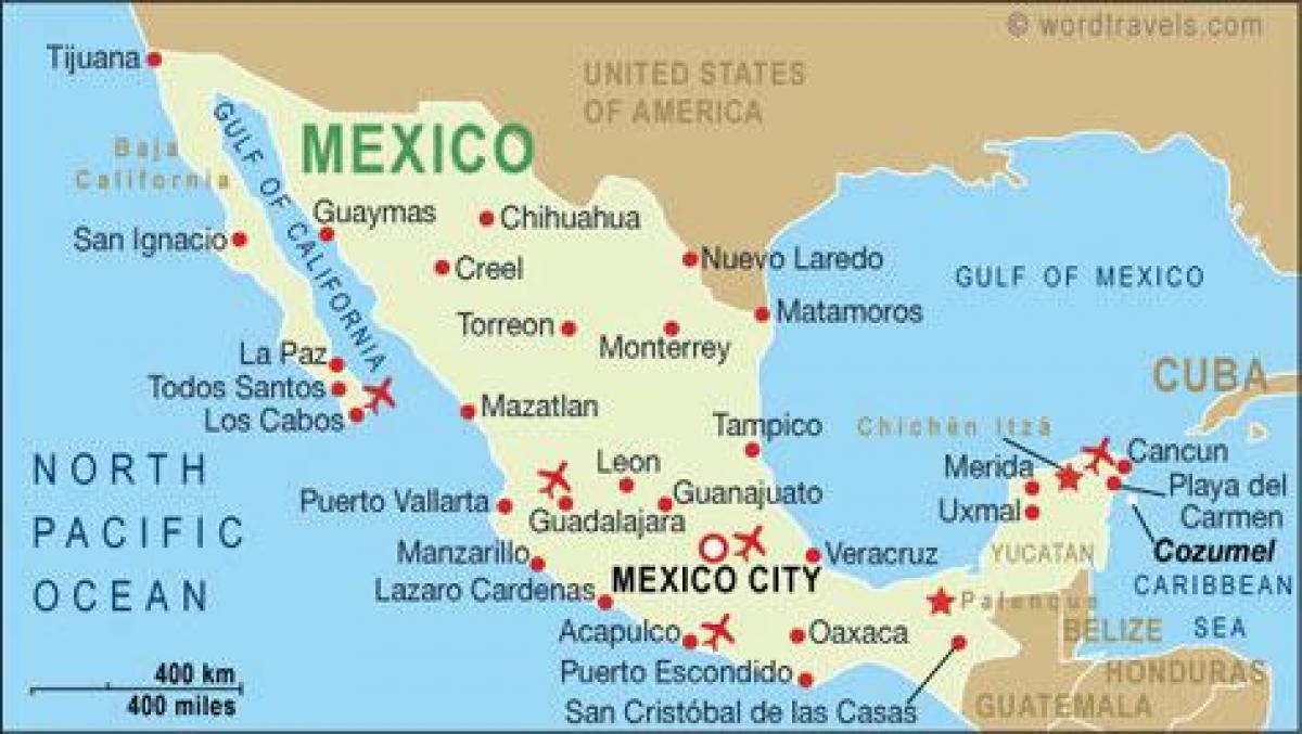 karte lidostas Meksikā