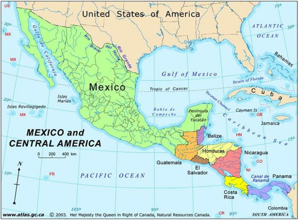 kartes Meksikā un centrālamerikā