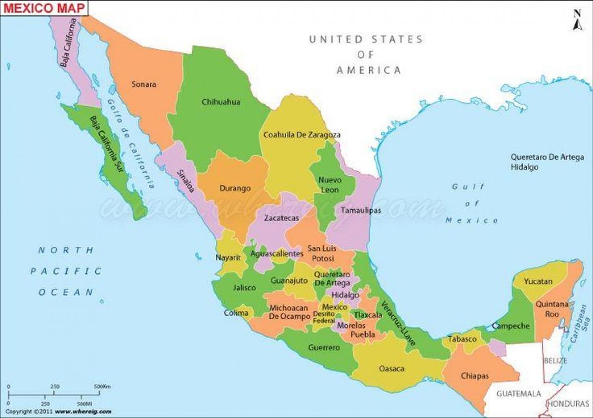 kartes Meksika valstīm
