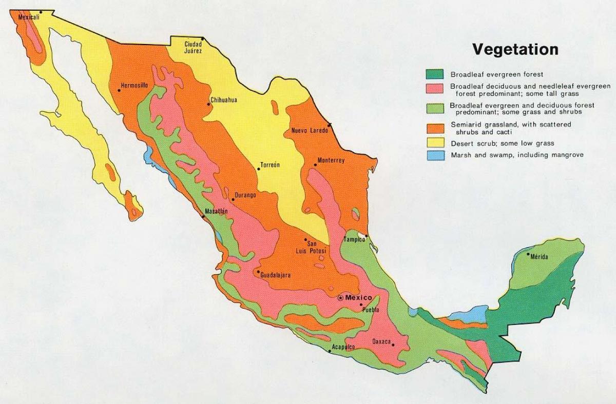 kartes Meksikas natual ressources