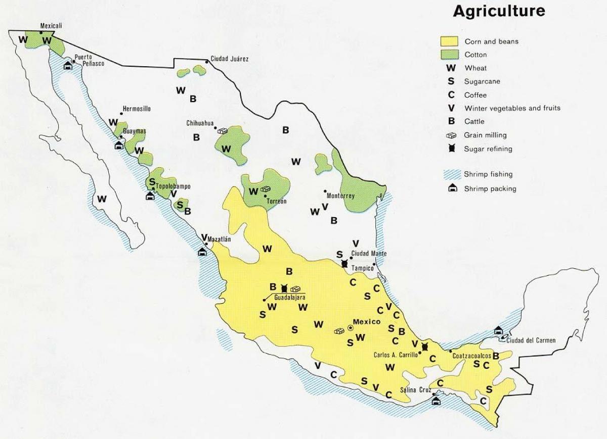 kartes Meksikas lauksaimniecība