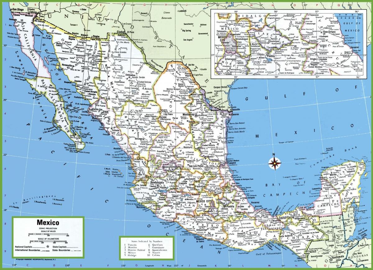 pilsētās Meksikā karte
