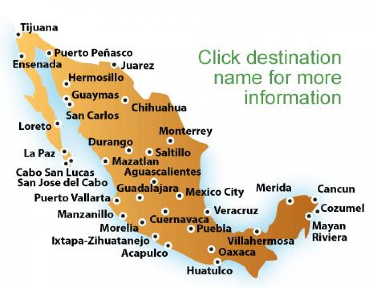 karte pludmales Meksikā