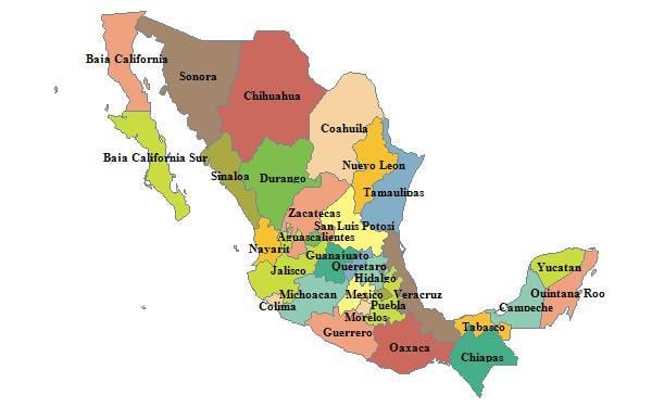 kartes Meksikas provinces
