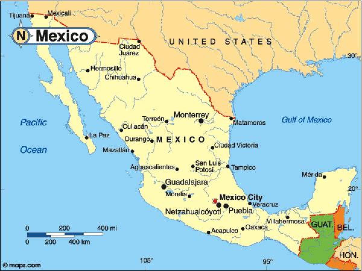 valsts Meksika karte