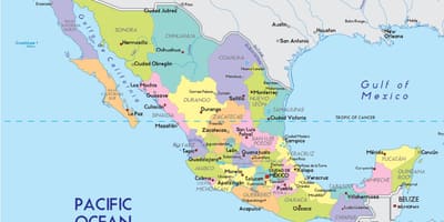 Pilsētas Mexico karte