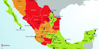 Meksikas ceļojumu konsultāciju karte