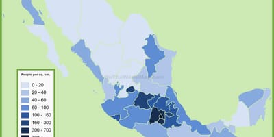 Iedzīvotāju blīvums kartes Meksika