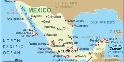 Karte Mexico valsts